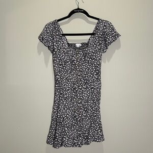 American Eagle Outfitters Black and White Ruffled Mini Sundress